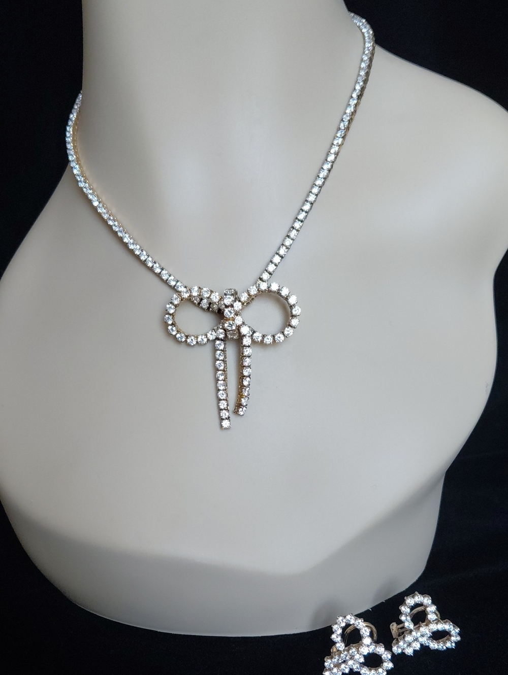 Sterling Silver Vermeil CZ Necklace & Earrings Set – Detachable Pendant 33 grams